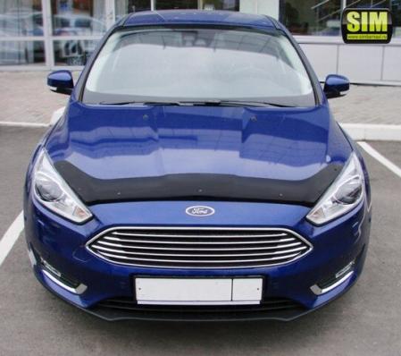 Дефлектор капота (мухобойка) Ford Focus 3 2015- (Форд Фокус) SIM